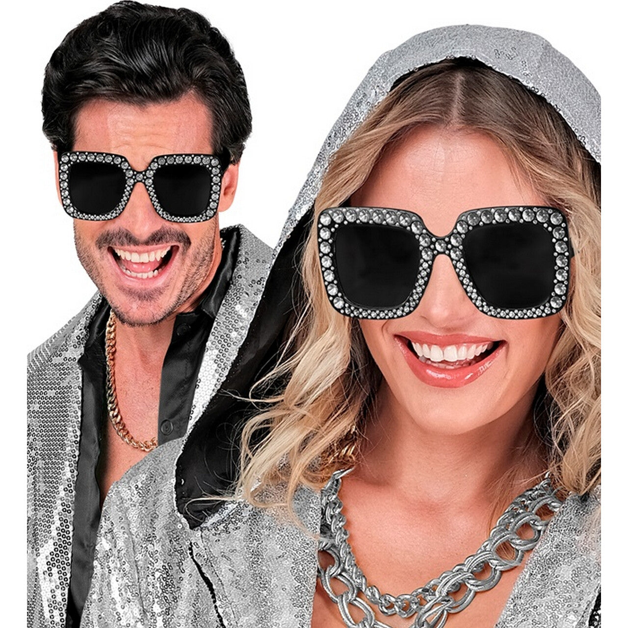 Op deze afbeelding zie je een Accessoires, van het merk Widmann. Bril Disco Shine