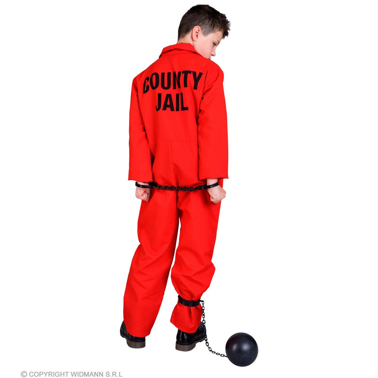 Op deze afbeelding zie je een Kostuums, van het merk Widmann. Levenslange Gevangene County Jail Rood Kind Kostuum