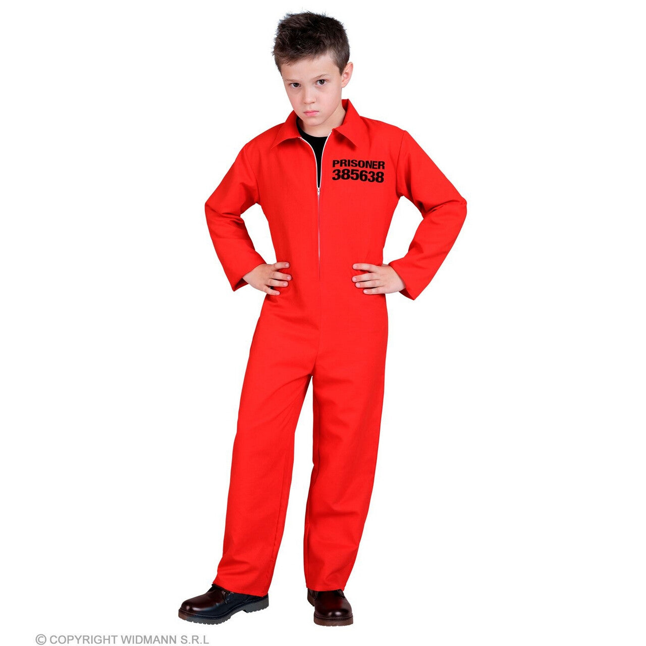 Op deze afbeelding zie je een Kostuums, van het merk Widmann. Levenslange Gevangene County Jail Rood Kind Kostuum