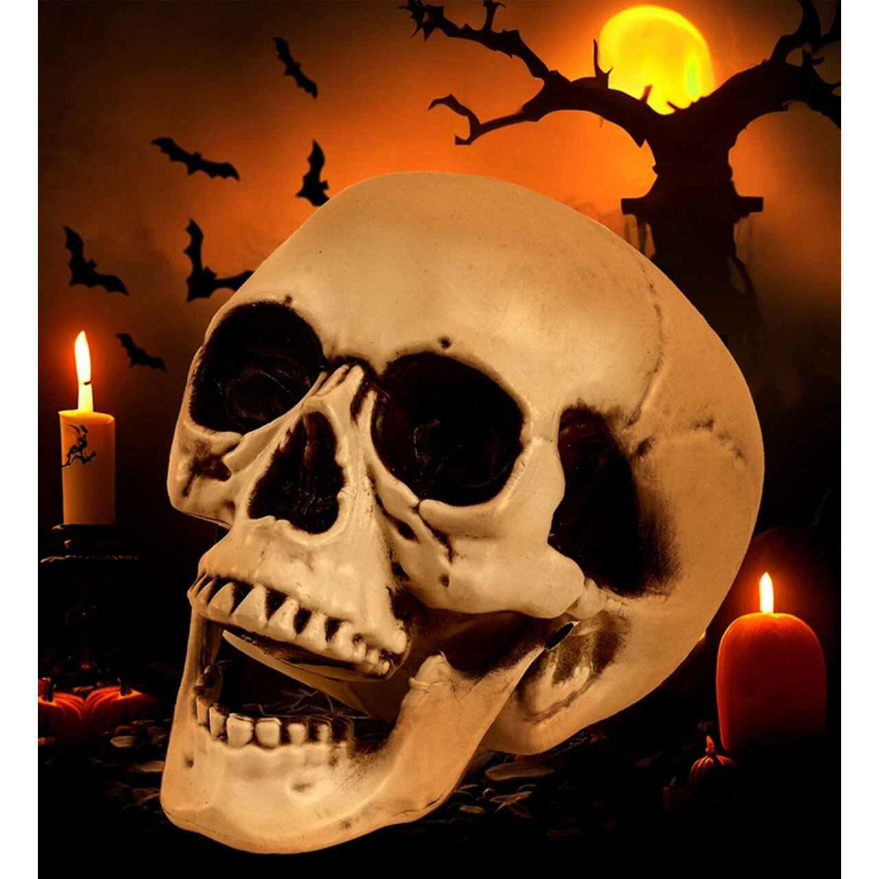Op deze afbeelding zie je een Decoratie, van het merk Widmann. Decoratie Schedel Met Beweegbare Kaak