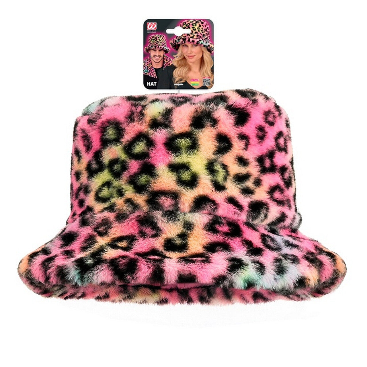 Op deze afbeelding zie je een Accessoires, van het merk Widmann. Foute Buckethat Pluche Luipaardprint