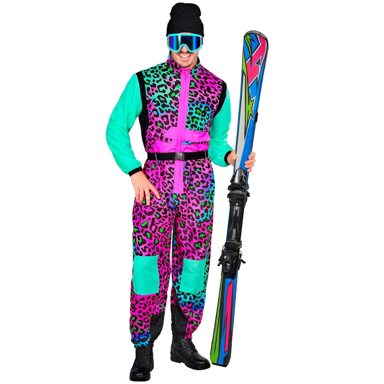 Op deze afbeelding zie je een Kostuums, van het merk Widmann. Super Fout Banter Panter Ski Pak