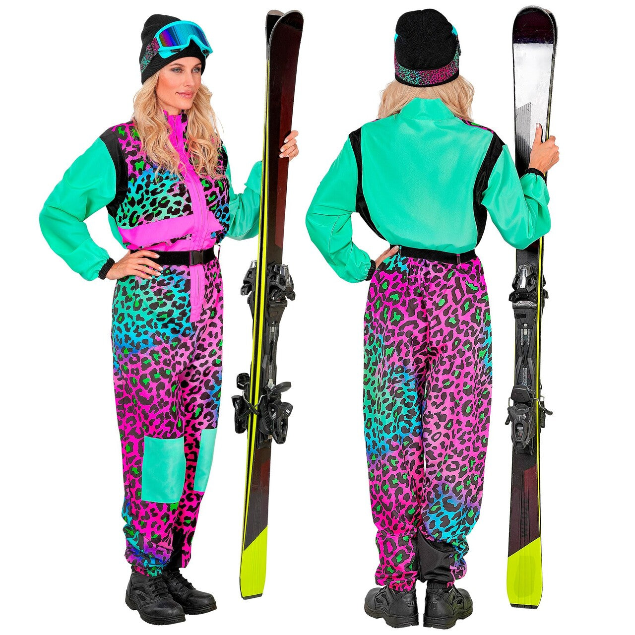 Op deze afbeelding zie je een Kostuums, van het merk Widmann. Super Fout Banter Panter Ski Pak