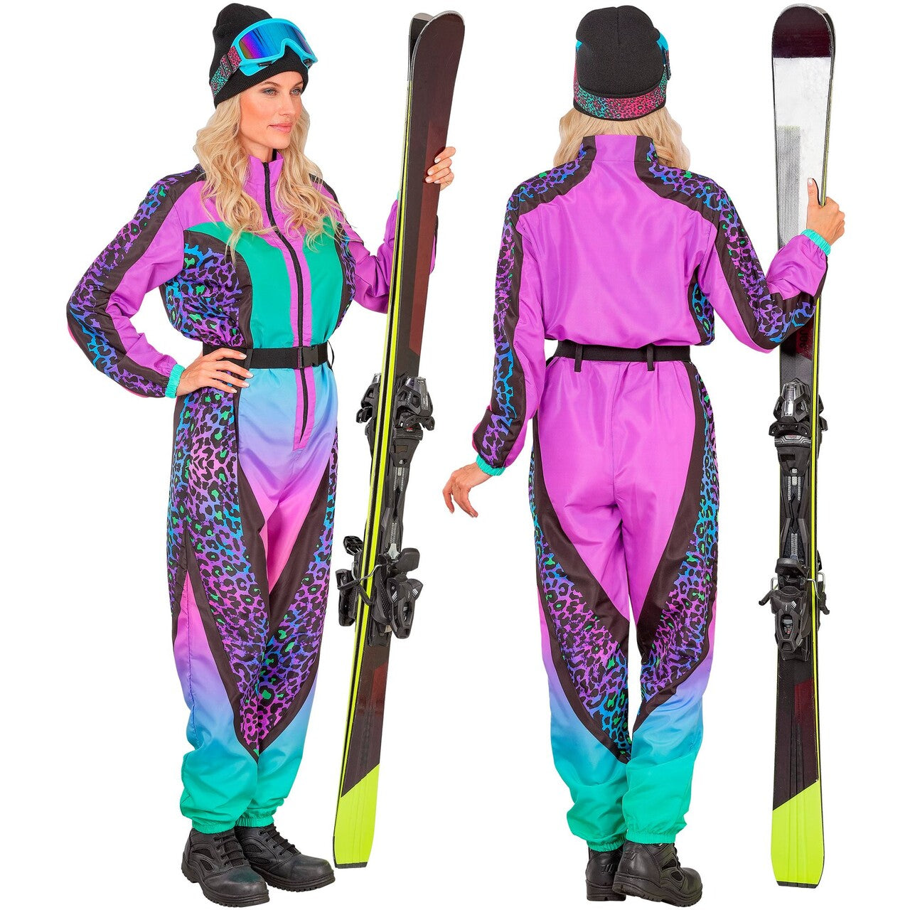 Op deze afbeelding zie je een Kostuums, van het merk Widmann. Panter Wild 90s Skipak Vrouw Kostuum