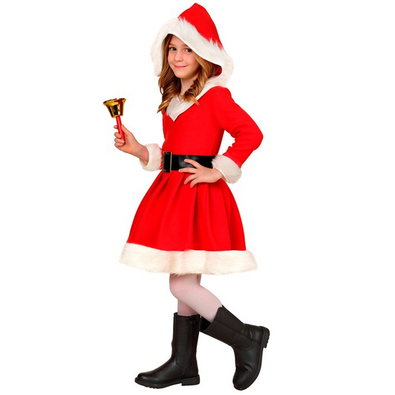 Op deze afbeelding zie je een Kostuums, van het merk Widmann. Little Miss Santa Xmas Meisje Kostuum