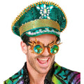 Grüne Futuristische Paillettenmütze Mit Brille