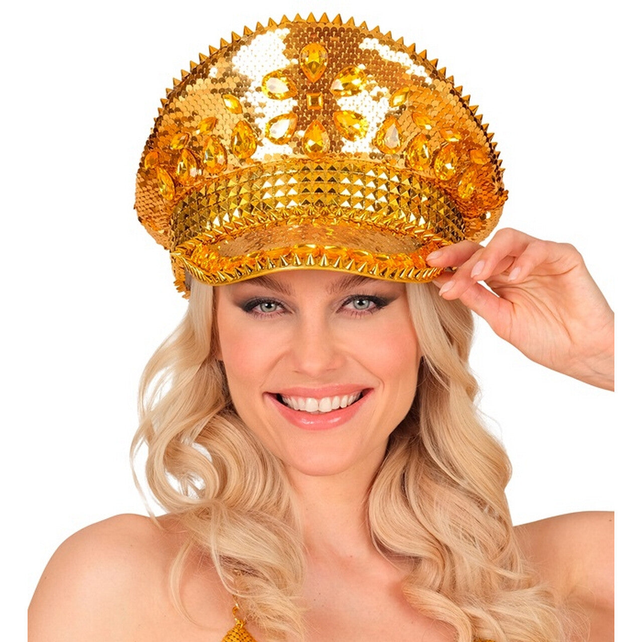 Op deze afbeelding zie je een Accessoires, van het merk Widmann. Festival Pet Golden Shimmer