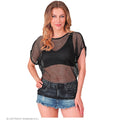 Mesh-Oberteil Schwarz Damen