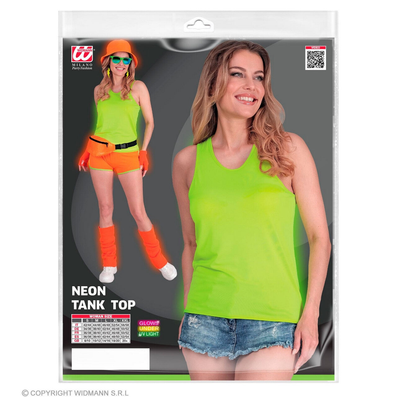 Op deze afbeelding zie je een Kostuums, van het merk Widmann. Basic Tank Top Neon Groen Vrouw