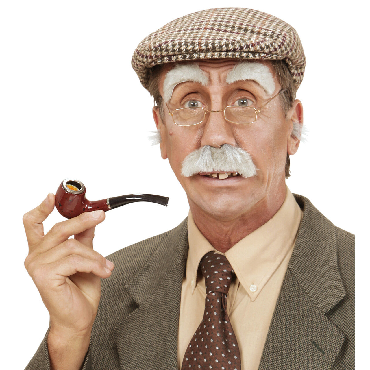 Op deze afbeelding zie je een Accessoires, van het merk Widmann. Snor En Wenkbrauwen Oude Man Grandpa Grey