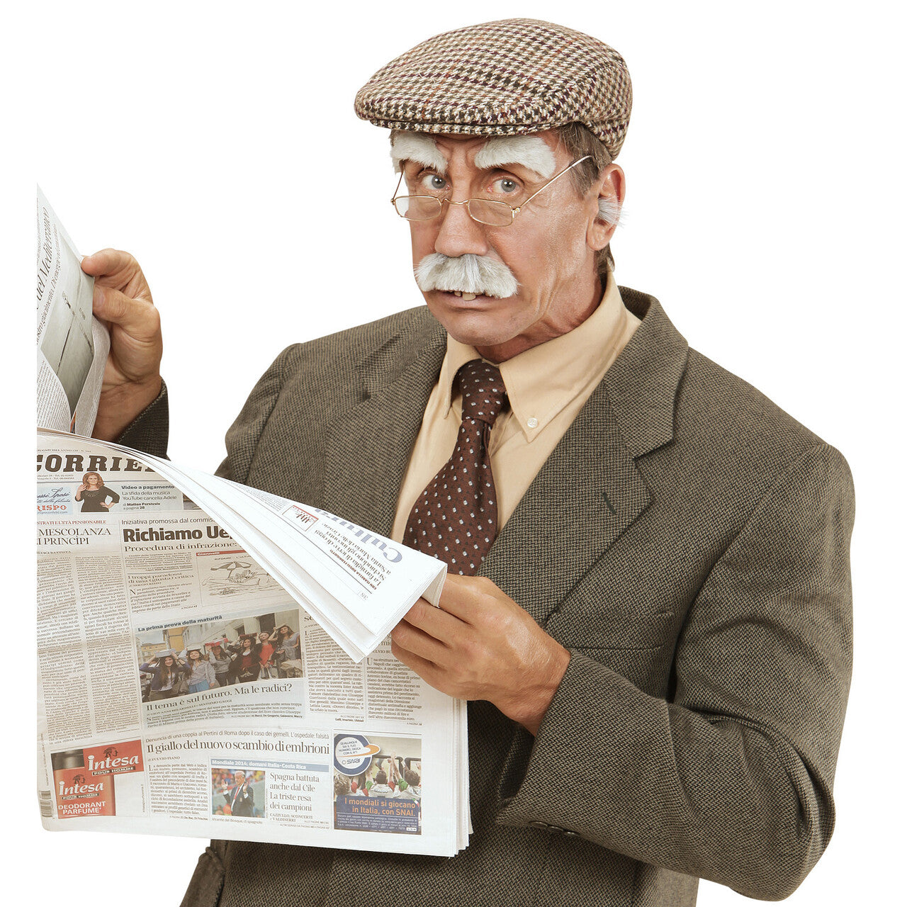 Op deze afbeelding zie je een Accessoires, van het merk Widmann. Snor En Wenkbrauwen Oude Man Grandpa Grey