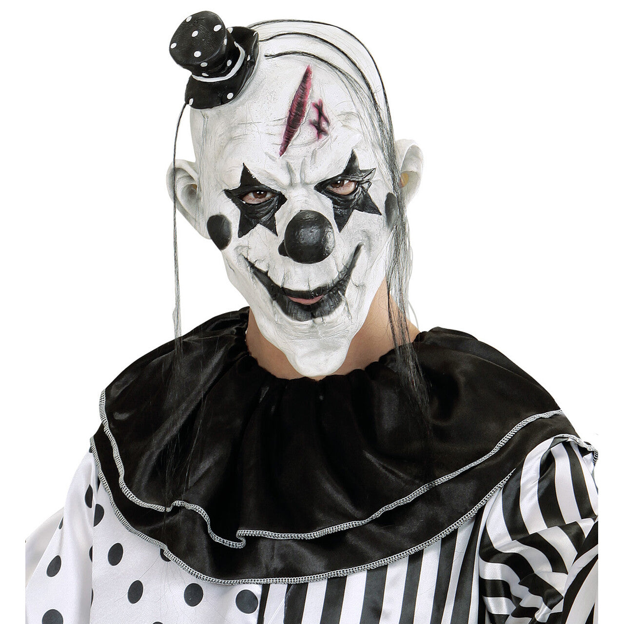 Op deze afbeelding zie je een Accessoires, van het merk Widmann. Lucky Horror Masker Killerclown Met Haar En Minihoed