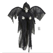Op deze afbeelding zie je een Decoratie, van het merk Widmann. Horror Deco Grimreaper Met Vleugels, 51 Centimeter