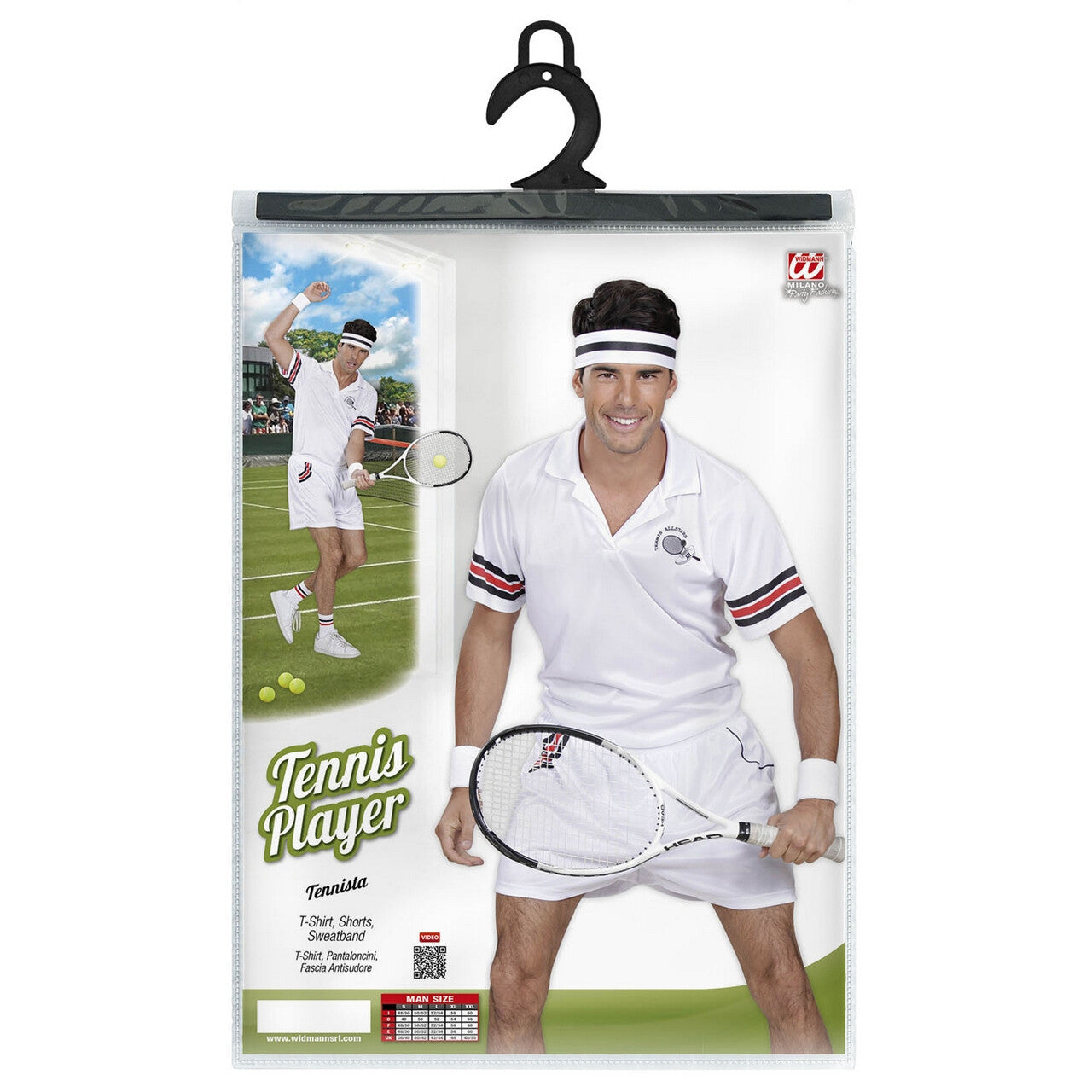 Op deze afbeelding zie je een Kostuums, van het merk Widmann. Wimbledon Tennisspeler Man Kostuum