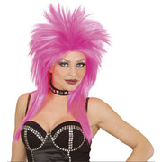 Op deze afbeelding zie je een Accessoires, van het merk Widmann. Glam-Punk Pruik, Rockster Roze