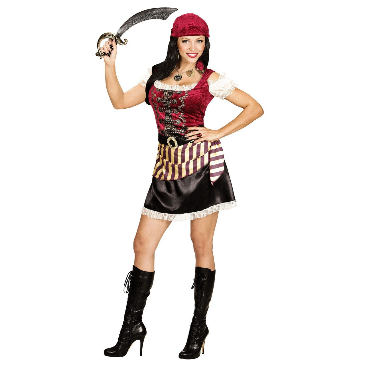 Op deze afbeelding zie je een Kostuums, van het merk Widmann. Verzorgd Piratenmeisje Vrouw Kostuum
