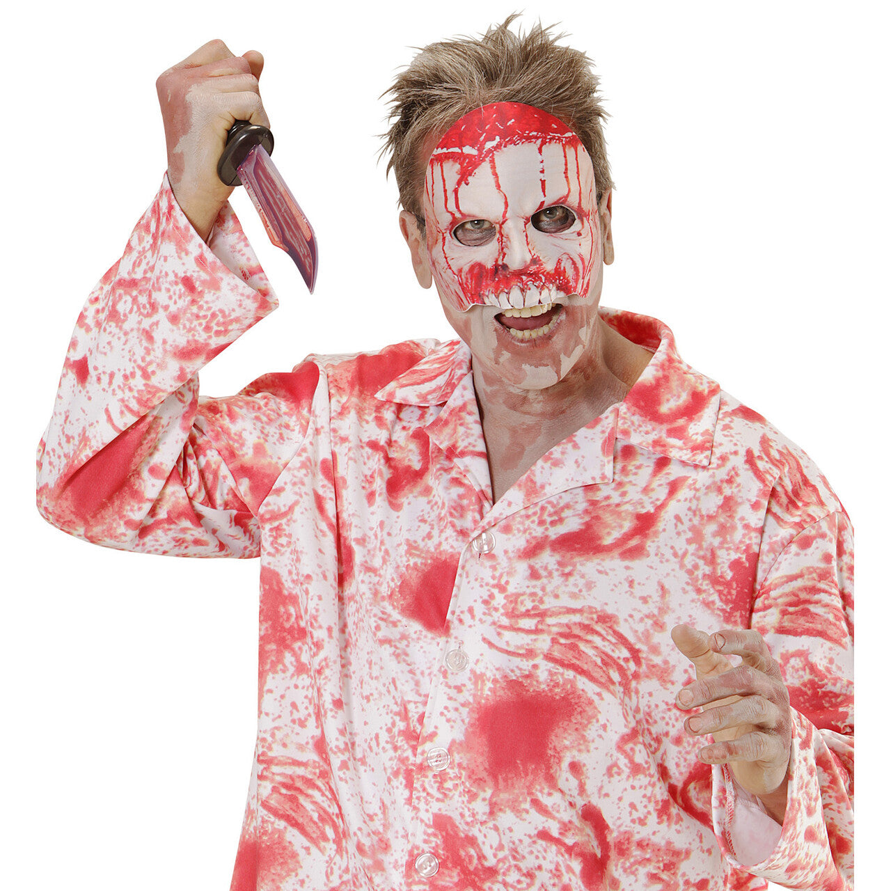 Op deze afbeelding zie je een Accessoires, van het merk Widmann. Halloween Halfmasker Kinloos Bloederige Psycho