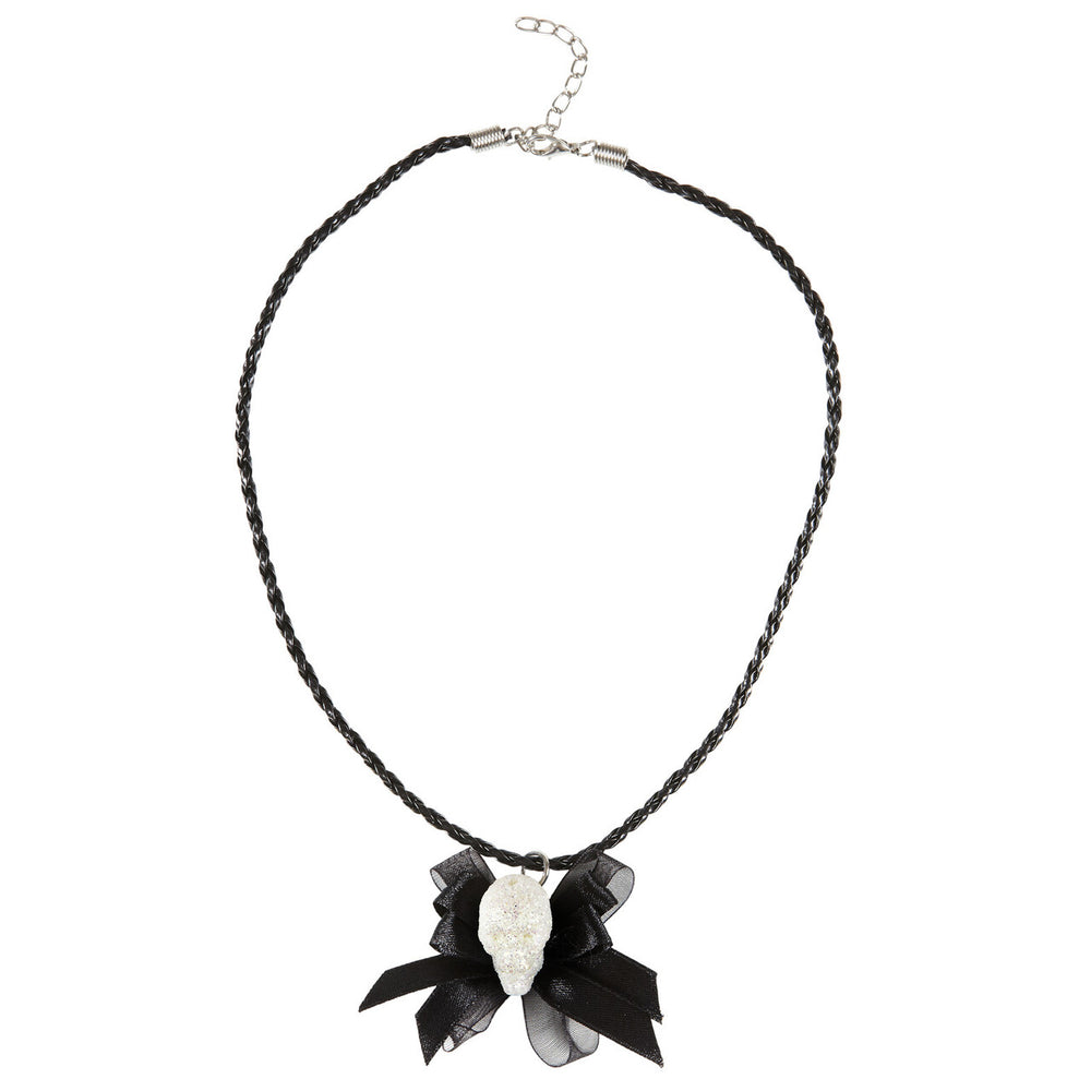 Op deze afbeelding zie je een Accessoires, van het merk Widmann. Halloween Juweel Ketting Glitter Schedel Met Strikje