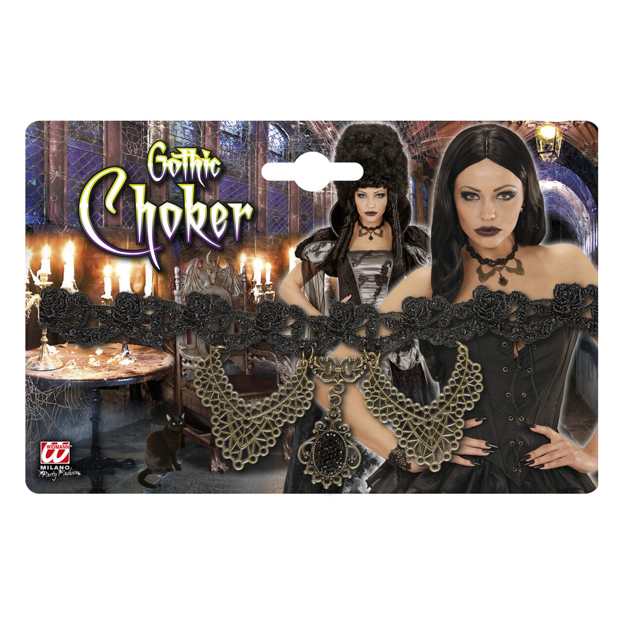 Op deze afbeelding zie je een Accessoires, van het merk Widmann. Chique Nekband Gothic Strass Met Rozen