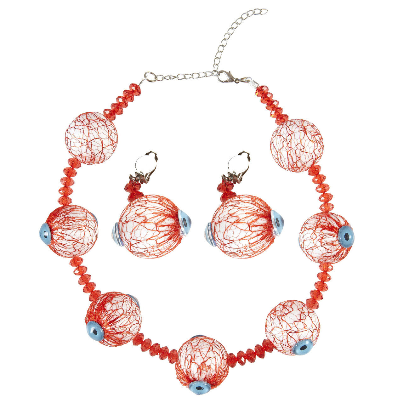 Op deze afbeelding zie je een Accessoires, van het merk Widmann. Halloween Juweel Ketting En Oorbellen Met Oogballen