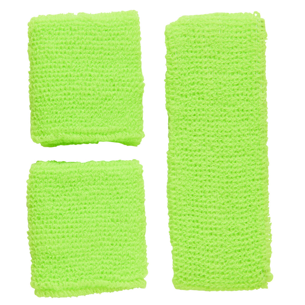 Op deze afbeelding zie je een Accessoires, van het merk Widmann. Atletische 80s Zweetband Set Neon Groen