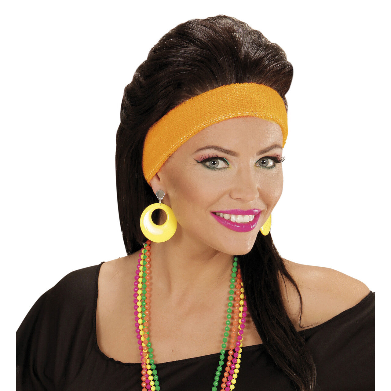 Op deze afbeelding zie je een Accessoires, van het merk Widmann. Flower Girl Oorringen Neon Geel