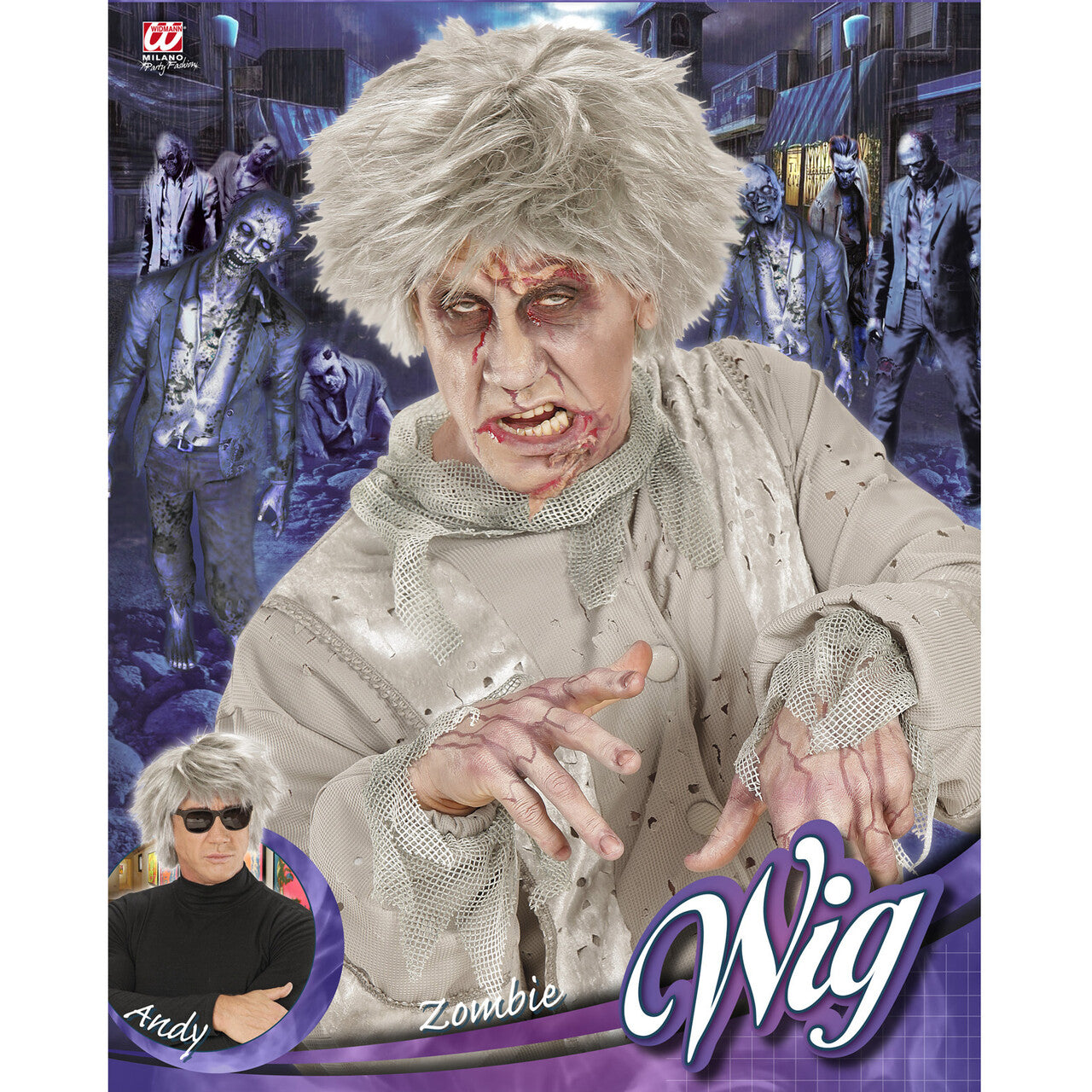 Op deze afbeelding zie je een Accessoires, van het merk Widmann. Wilde Pruik, Andy Zombie