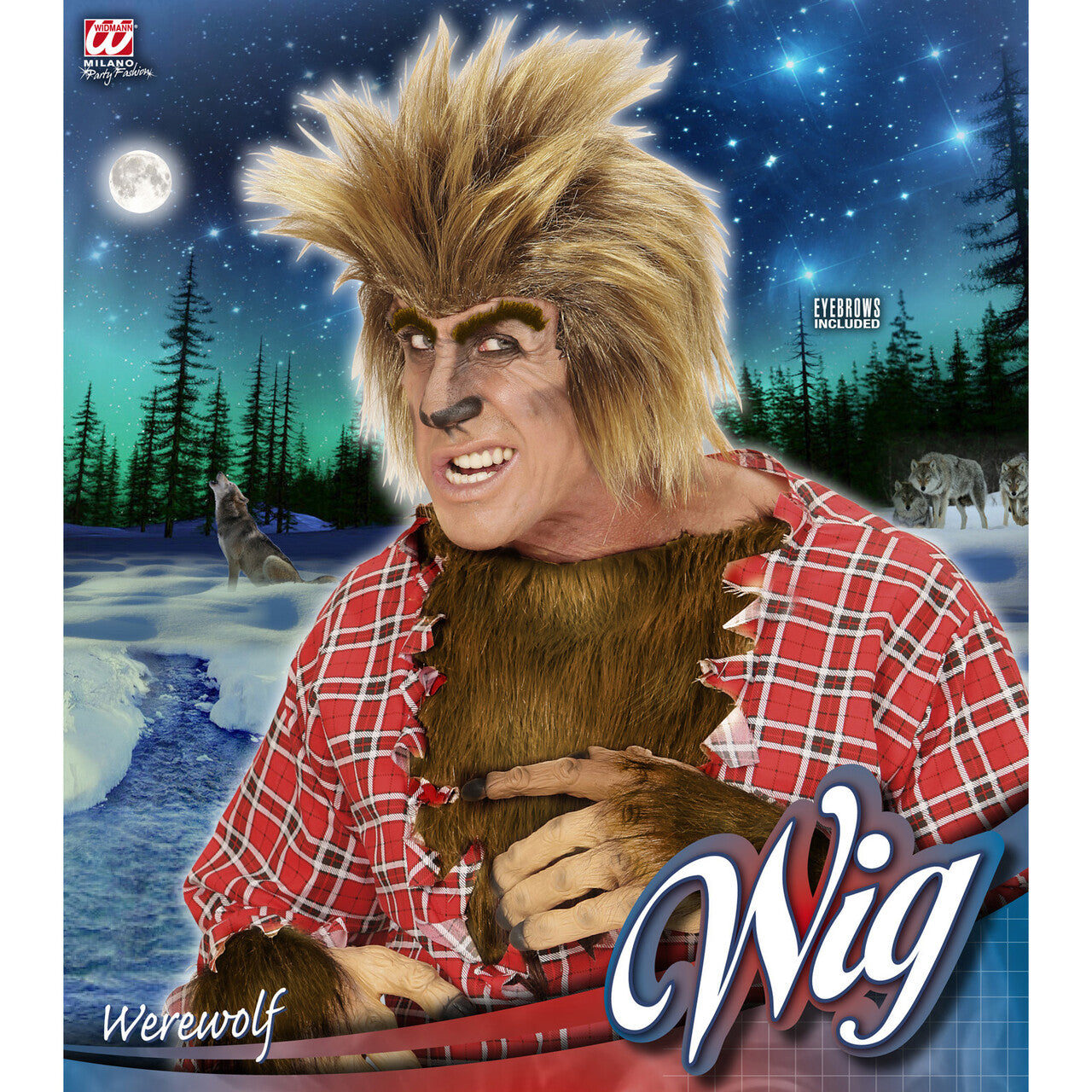 Op deze afbeelding zie je een Accessoires, van het merk Widmann. Pruik, Weerwolf Piekhaar