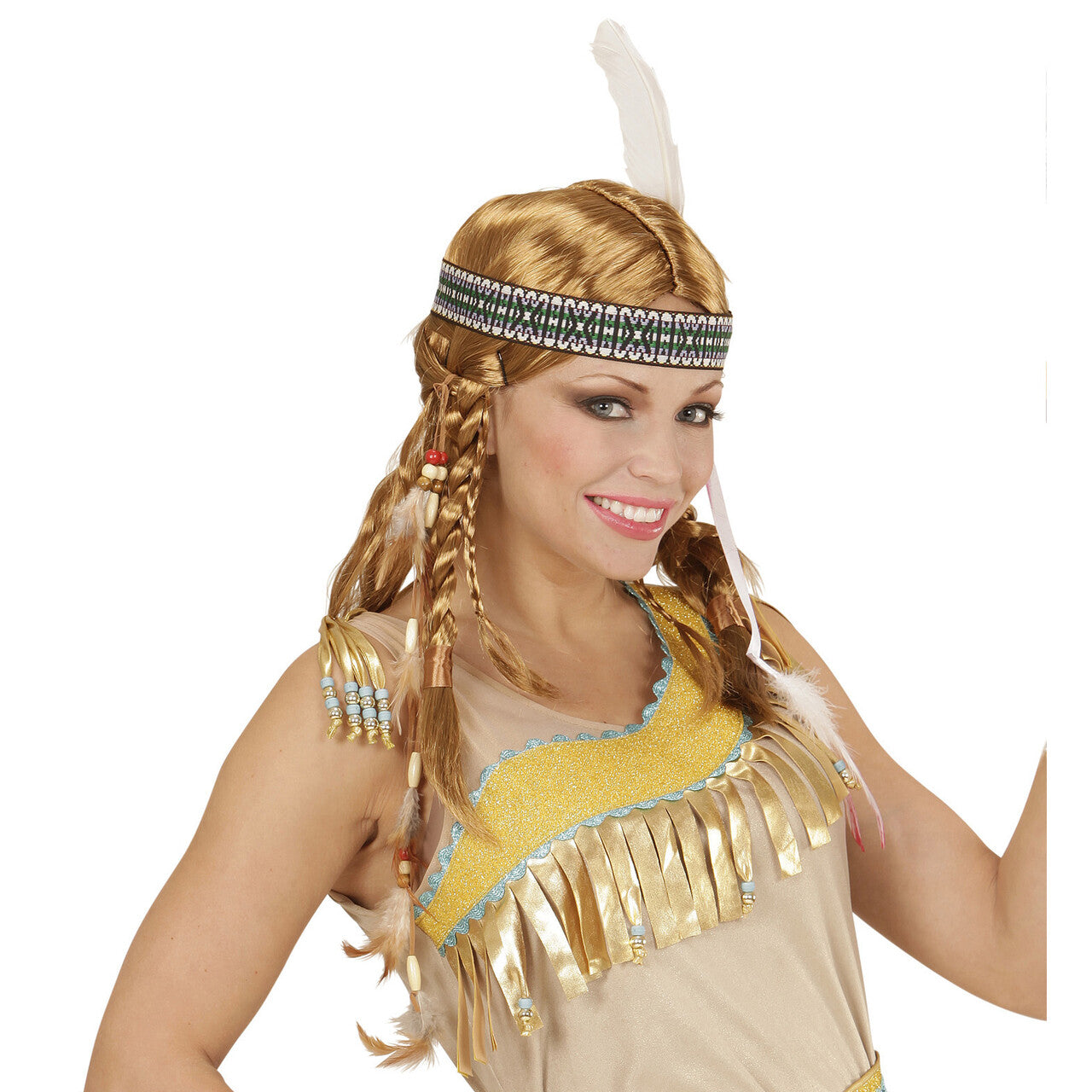 Op deze afbeelding zie je een Accessoires, van het merk Widmann. Vlechten Pruik, Chippewa Indiaanse