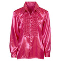 Glänzende Rüschenbluse Pink Herren