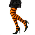 Horizontale Streifenstrumpfhose Orange-Schwarz