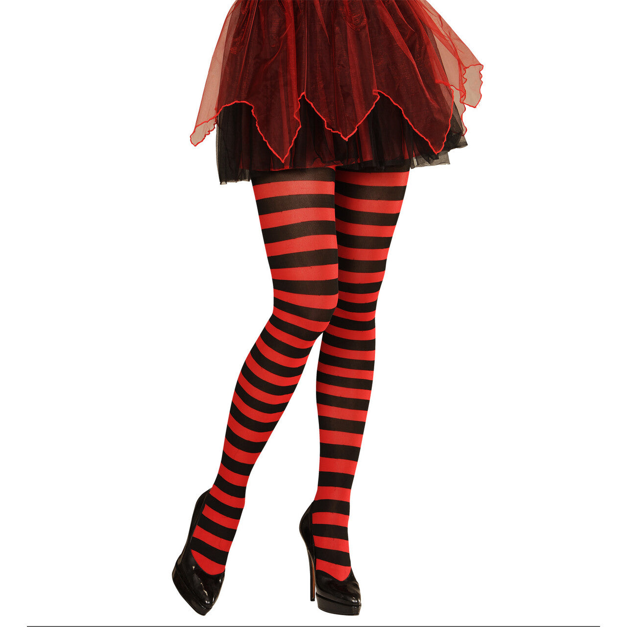Op deze afbeelding zie je een Accessoires, van het merk Widmann. Horizonaal Panty Gestreept Rood / Zwart