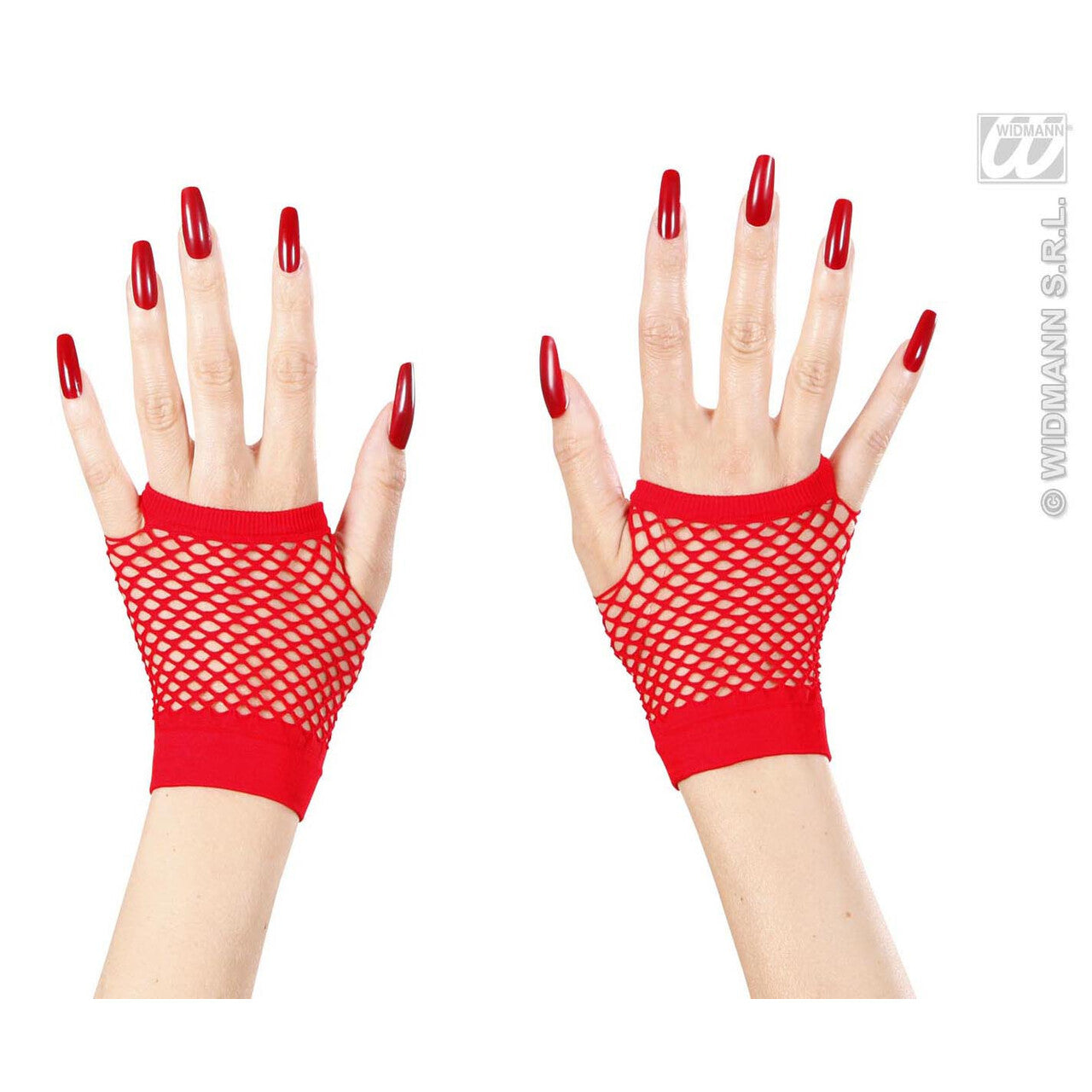 Op deze afbeelding zie je een Accessoires, van het merk Widmann. Vingerloze Nethandschoenen Rood