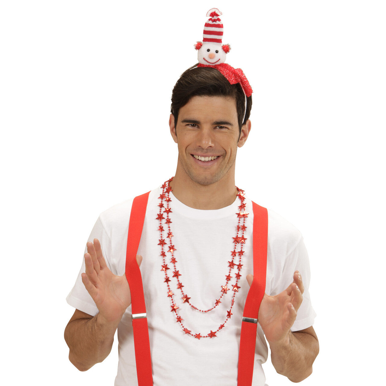 Op deze afbeelding zie je een Accessoires, van het merk Widmann. Hoofdband Sneeuwpop Rode Sjaal