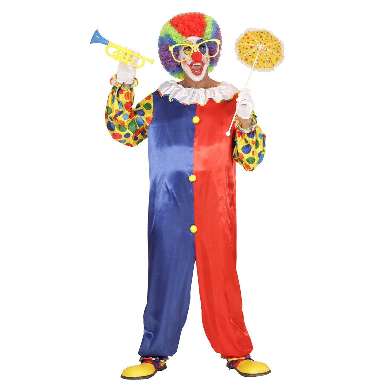 Op deze afbeelding zie je een Kostuums, van het merk Widmann. Clown Zwart Rood Traditioneel Man Kostuum