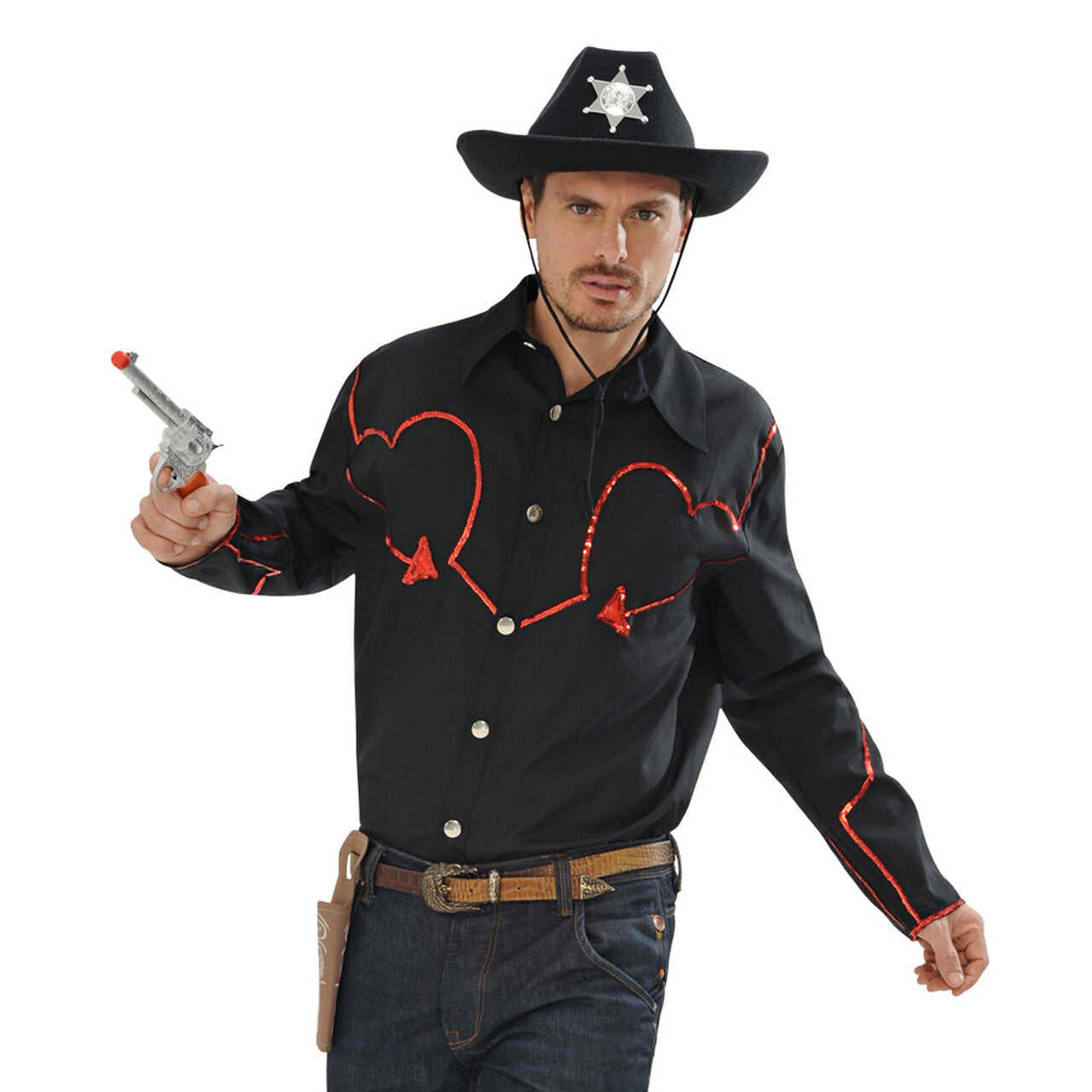 Op deze afbeelding zie je een Kostuums, van het merk Widmann. Rodeo Cowboyshirt Met Pailletten Decoratie Man