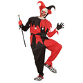 Jolige Evil Jester Schwarz / Rot Man Kostüm Herren