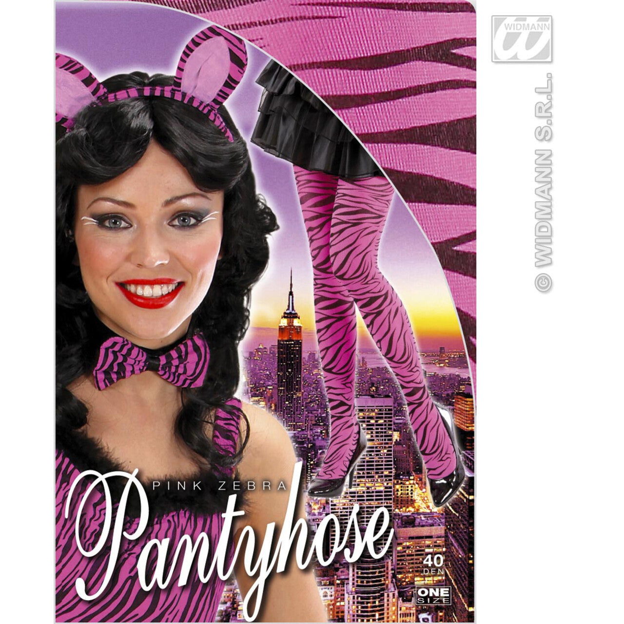Op deze afbeelding zie je een Accessoires, van het merk Widmann. Panty Roze Zebra
