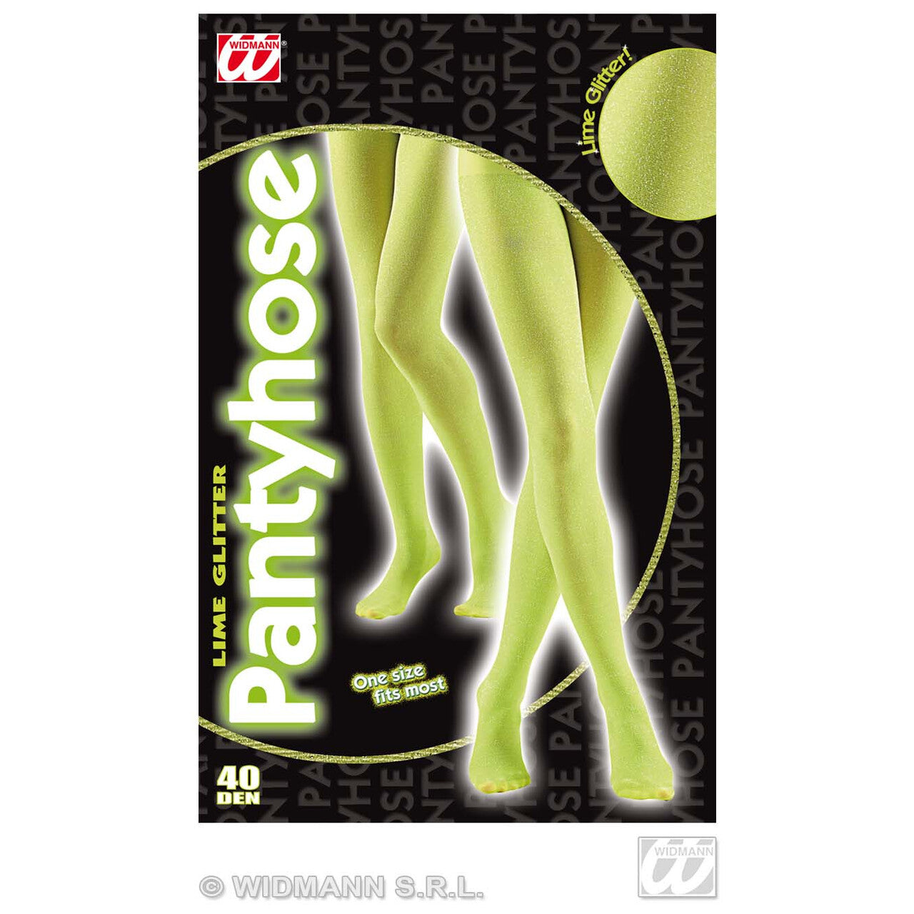 Op deze afbeelding zie je een Accessoires, van het merk Widmann. Panty 40den, Glitter Limoen
