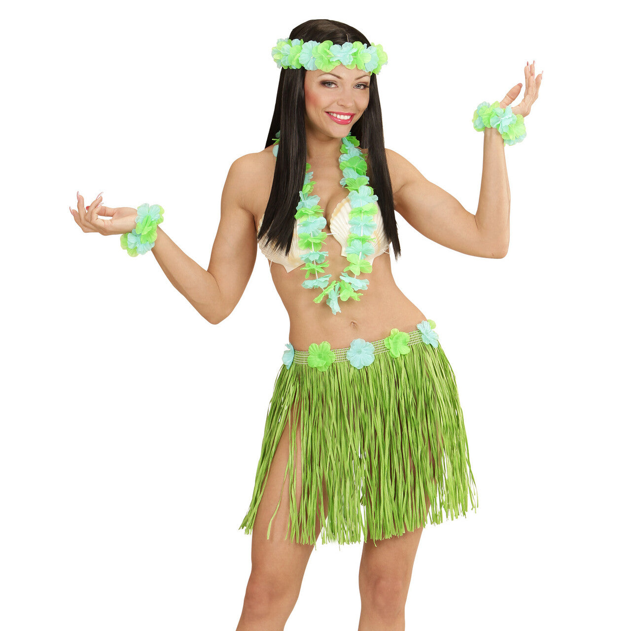 Op deze afbeelding zie je een Accessoires, van het merk Widmann. Hula Hula Hawaii Set Groen
