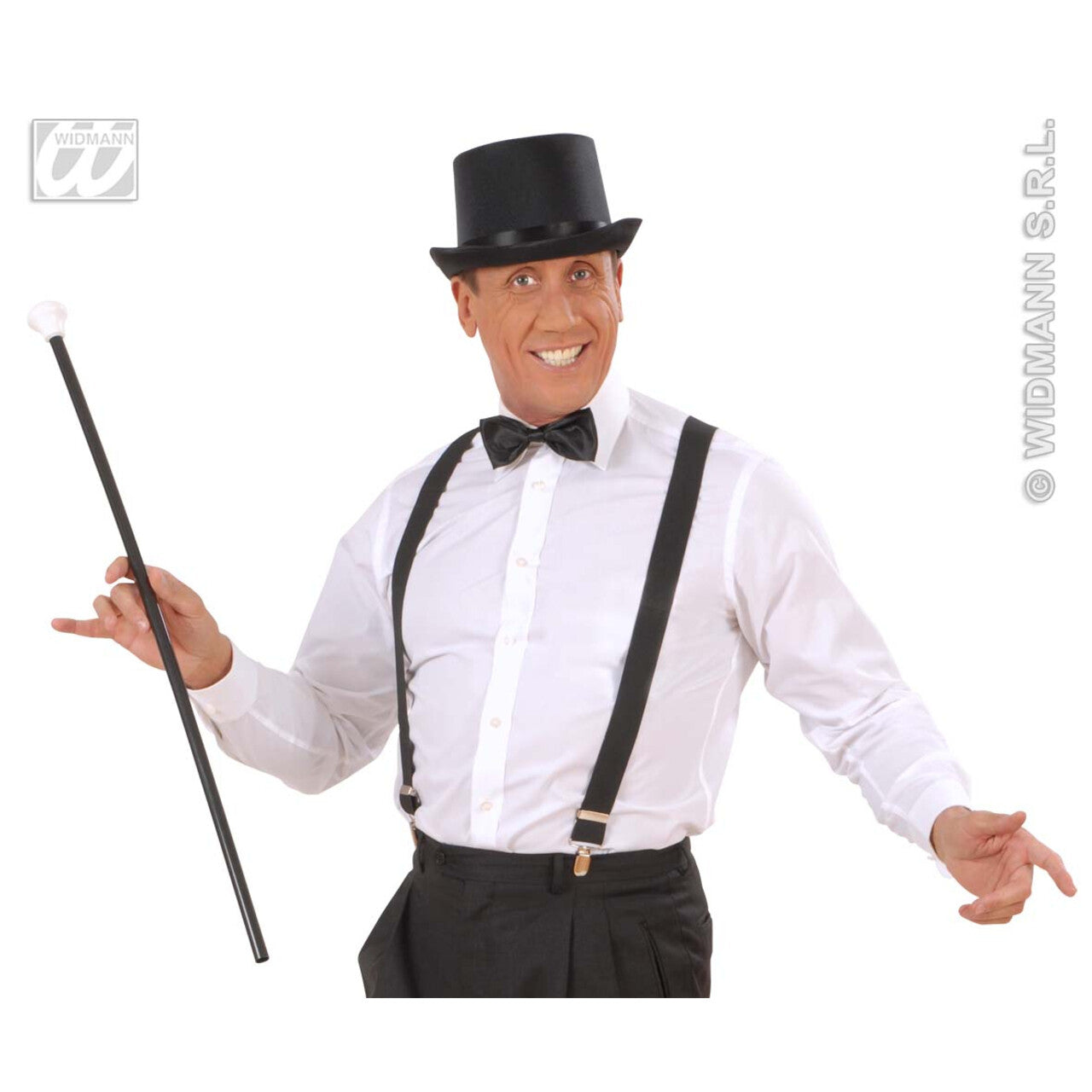 Op deze afbeelding zie je een Accessoires, van het merk Widmann. Hoge Hoed Satijn, Zwart