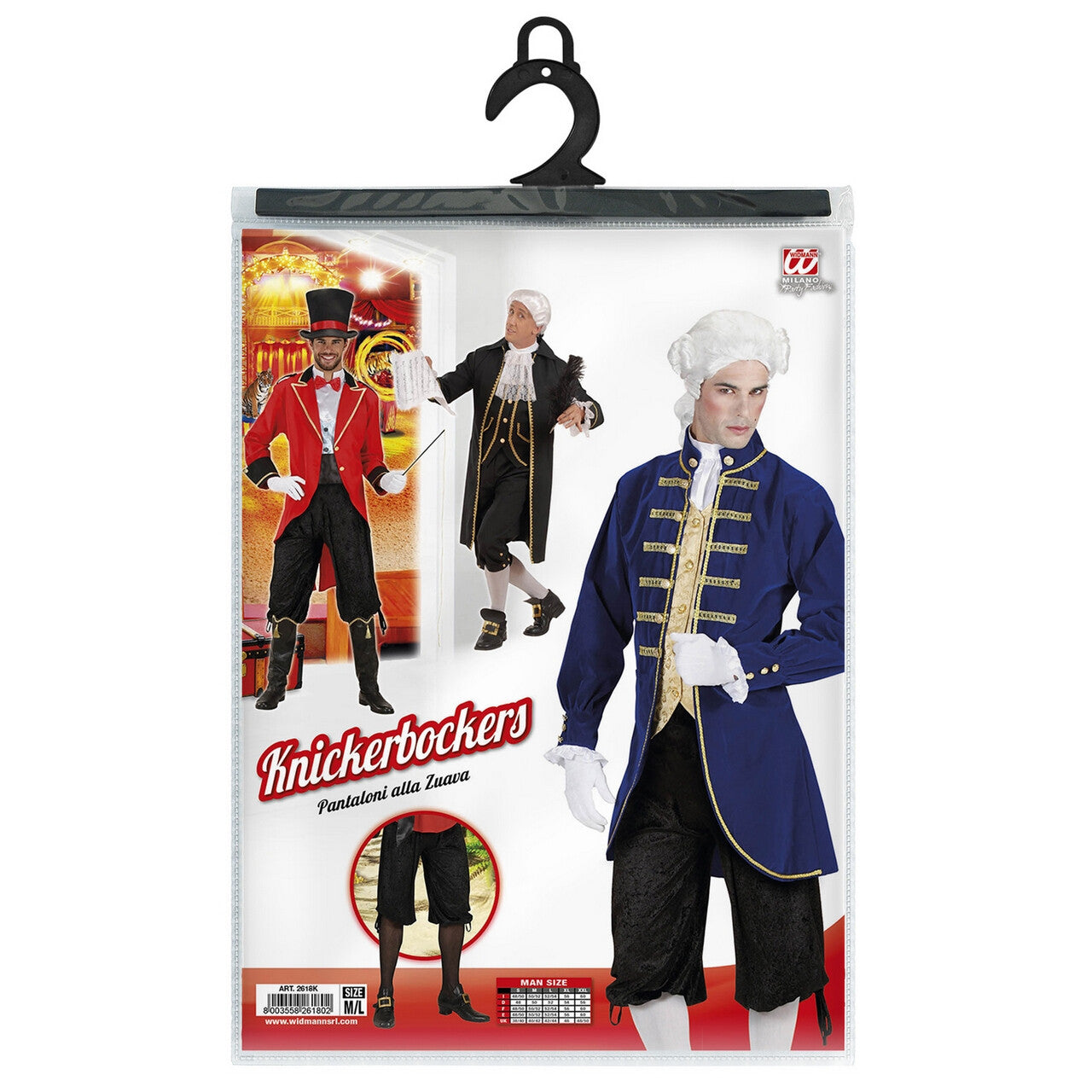 Op deze afbeelding zie je een Kostuums, van het merk Widmann. Kniebroek Zwart Man