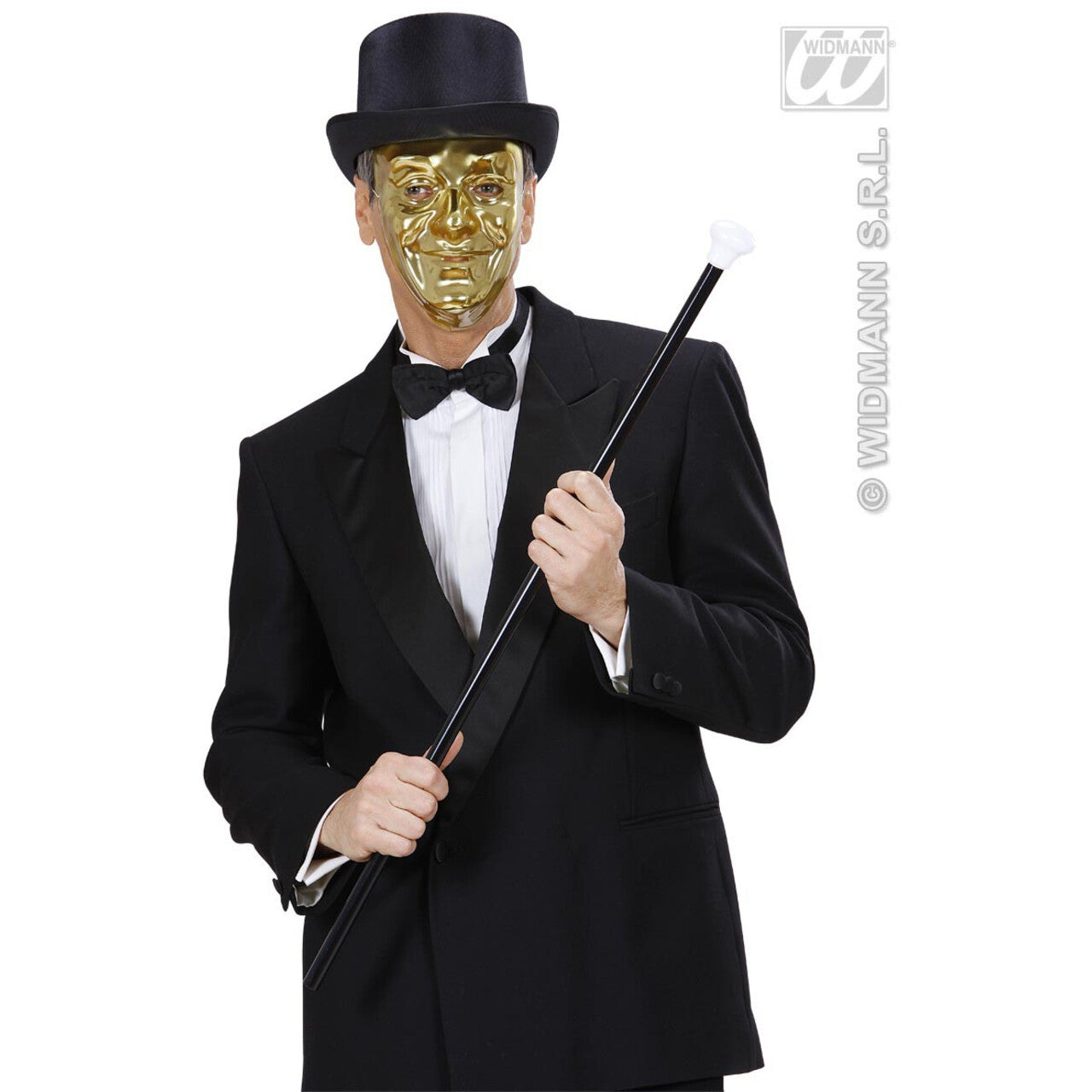 Op deze afbeelding zie je een Accessoires, van het merk Widmann. Plastic Masker Goud