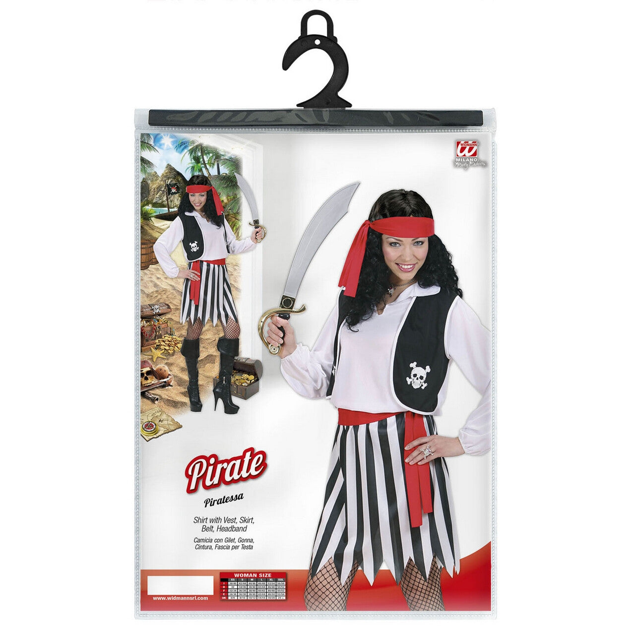 Op deze afbeelding zie je een Kostuums, van het merk Widmann. Piraat Vrouw Ahoy Kostuum