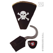 Op deze afbeelding zie je een Accessoires, van het merk Widmann. Piratenset Haak Hoed Ooglap