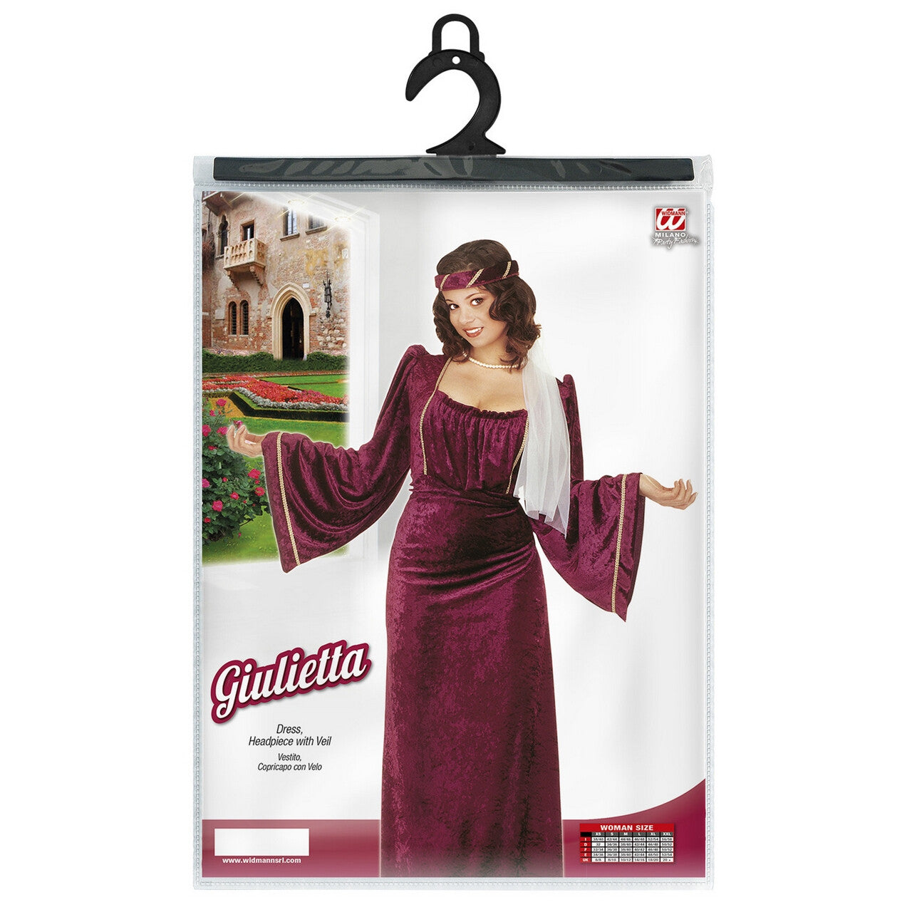 Op deze afbeelding zie je een Kostuums, van het merk Widmann. Lady Giulietta Kostuum Vrouw