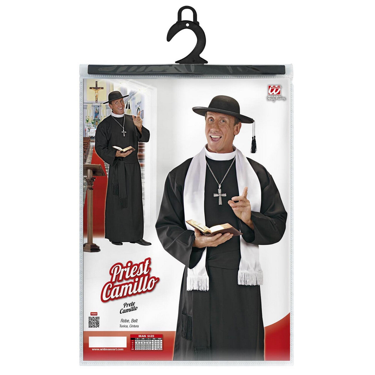 Op deze afbeelding zie je een Kostuums, van het merk Widmann. Overtuigende Priester Don Camillo XL Kostuum Man