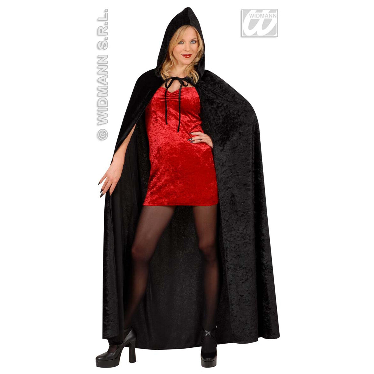Op deze afbeelding zie je een Accessoires, van het merk Widmann. Fluwelen Lange Zwarte Cape 150 Centimeter Cape Fear