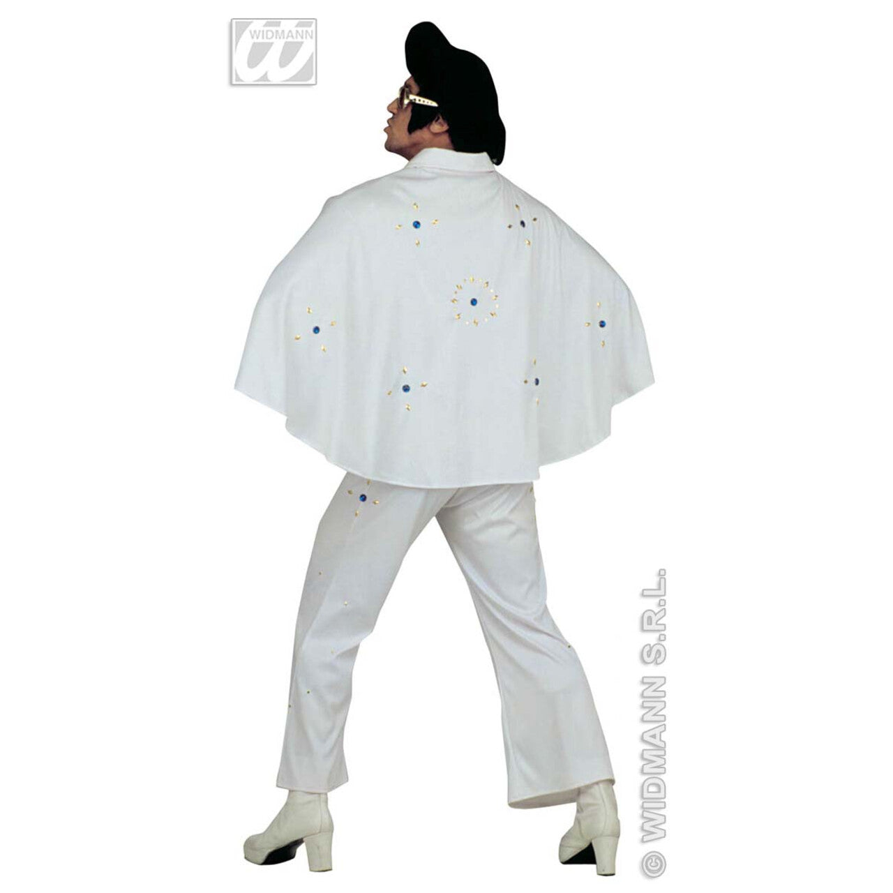 Op deze afbeelding zie je een Kostuums, van het merk Widmann. King Of Rock, Zeer Luxe Uitvoering White Elvis Kostuum Man