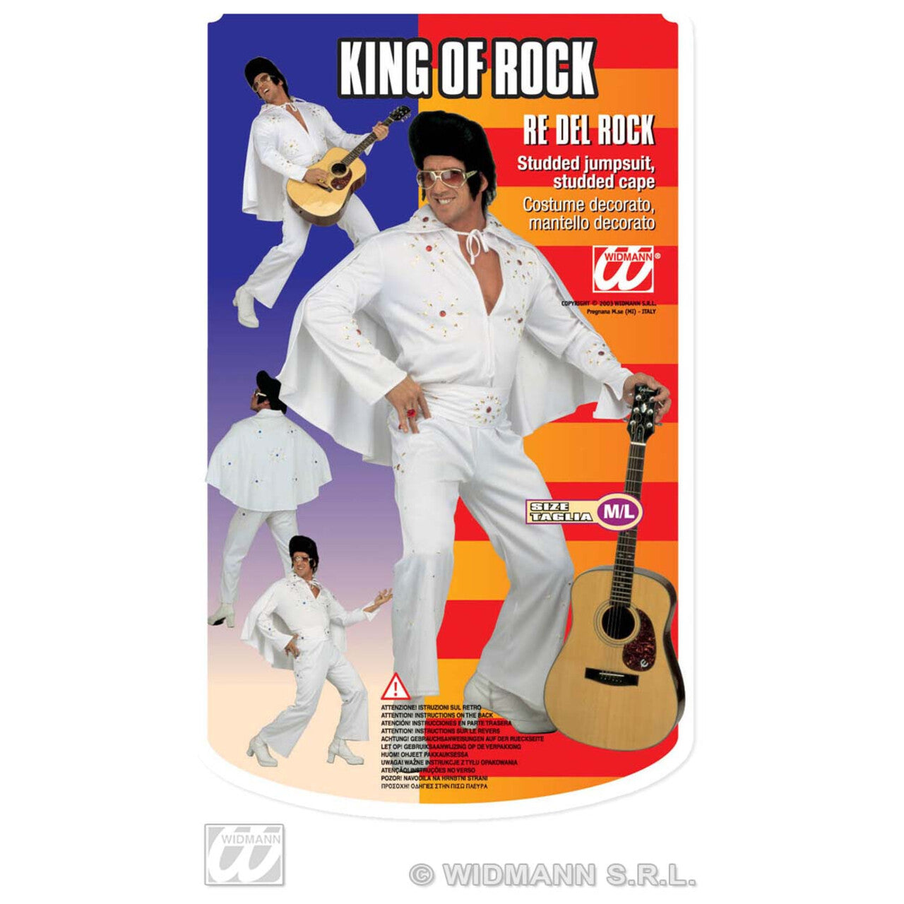 Op deze afbeelding zie je een Kostuums, van het merk Widmann. King Of Rock, Zeer Luxe Uitvoering White Elvis Kostuum Man